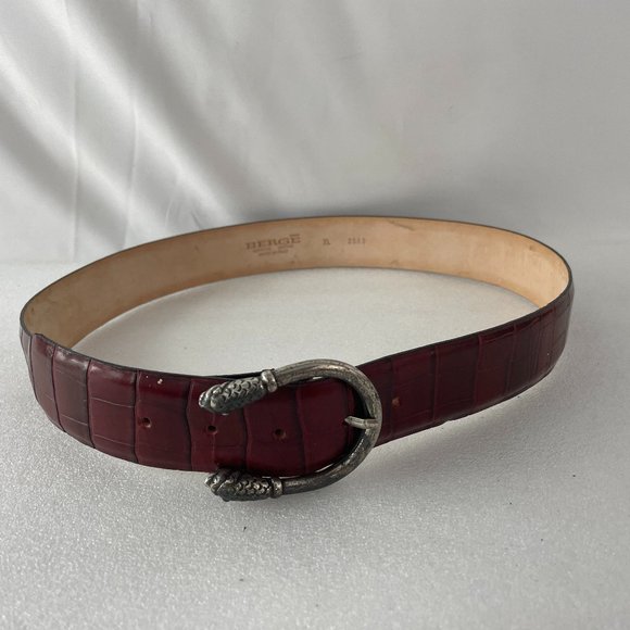 BERGÉ GENUINE RED LEATHER LION HEAD BUCKEL BELT main image 4
